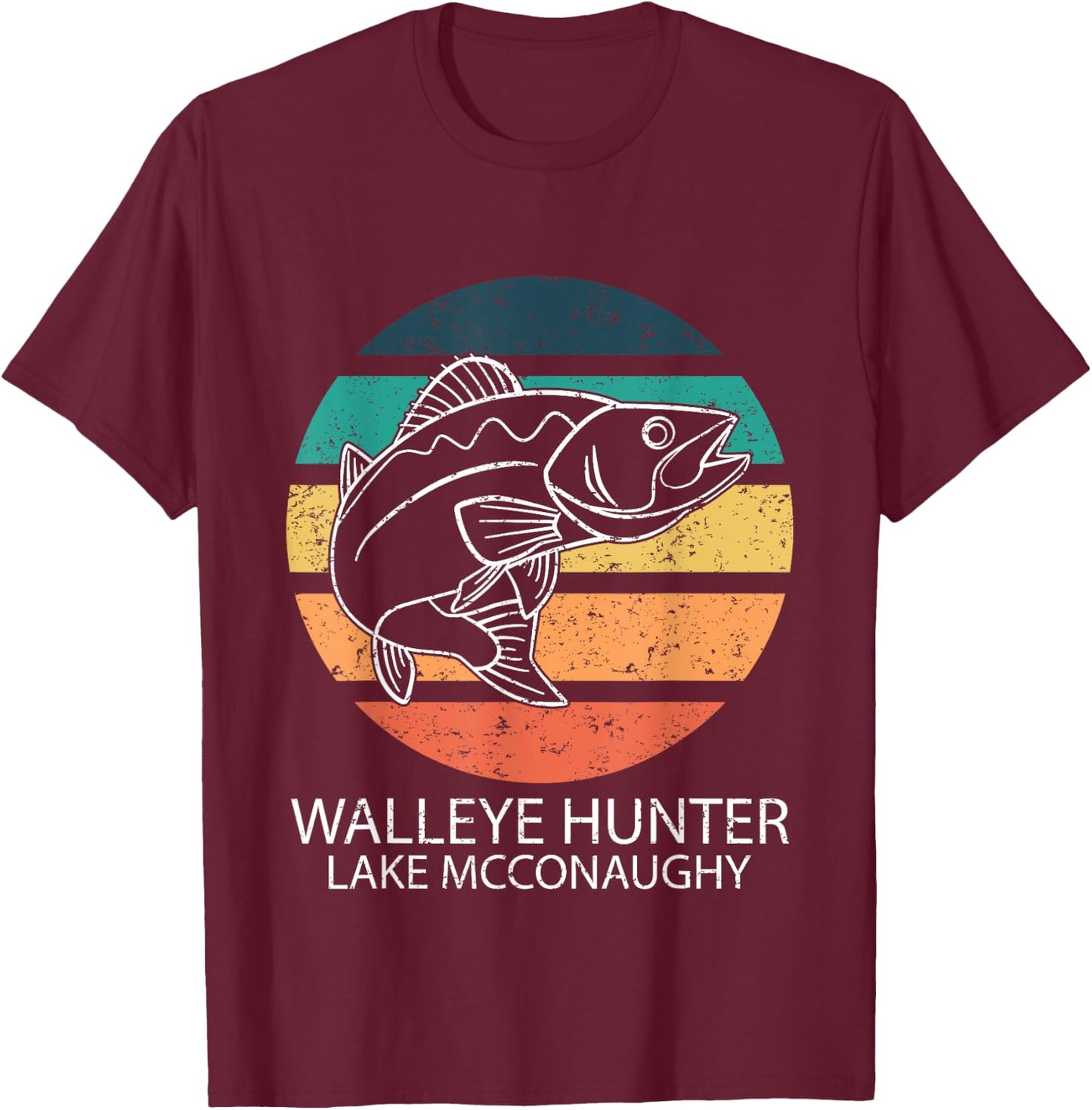Walleye Hunter Lake Mcconaughy T-Shirt - T-Shirt | Maroon