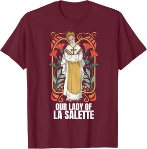 Our Lady Of La Salette Marian Catholic T-Shirt - T-Shirt | Maroon