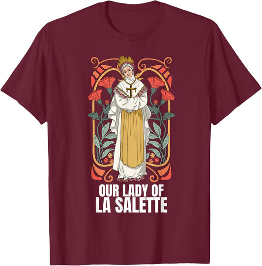 Our Lady Of La Salette Marian Catholic T-Shirt - T-Shirt | Maroon