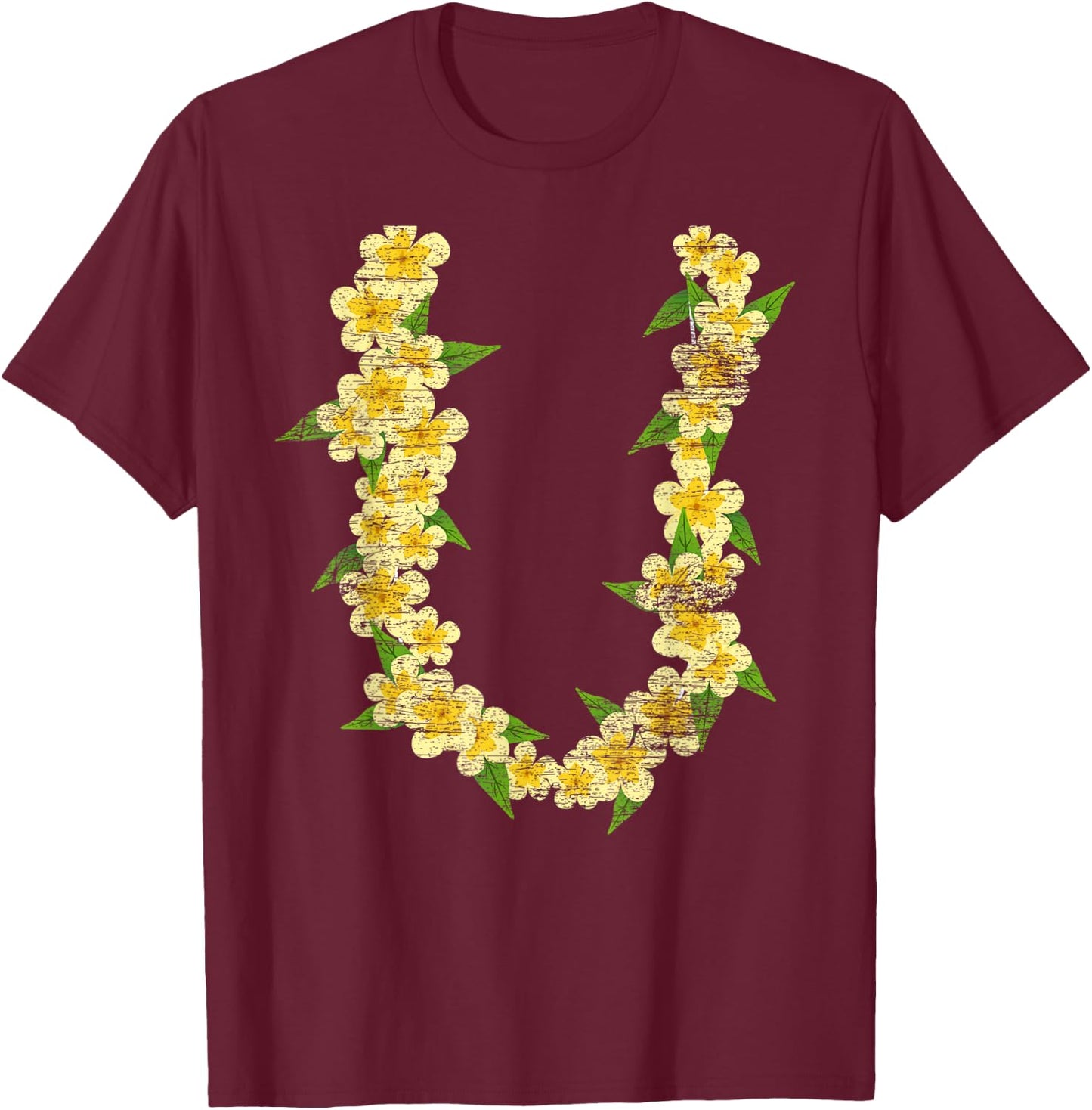 Tropical Summer Vacation Hawaiian Flower Chain Lei Women Kids T-Shirt - T-Shirt | Maroon