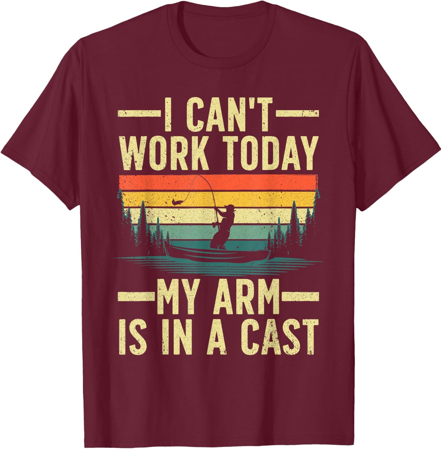 Funny Fishing Women Fisherman Arm Cast Fish Hunting T-Shirt - T-Shirt | Maroon