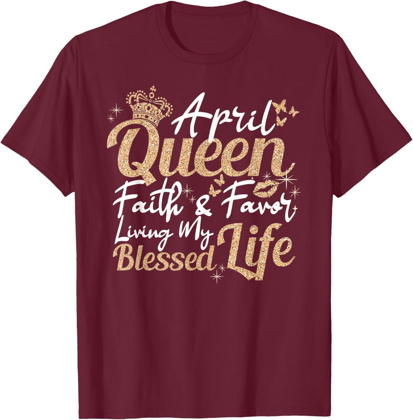 April Queen Diva A Girl Was Born In April Bday Party T-Shirt - T-Shirt | Maroon