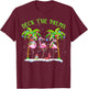 Deck The Palms Flamingo Tropical Christmas Lights Palm Tree T-Shirt - T-Shirt | Maroon