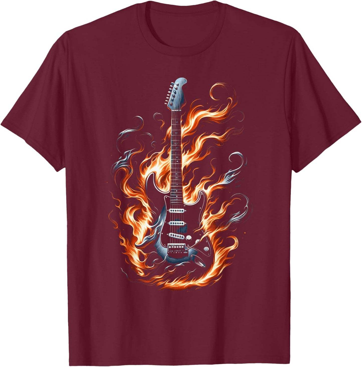 Electric guitar with flames T-Shirt - T-Shirt | Maroon
