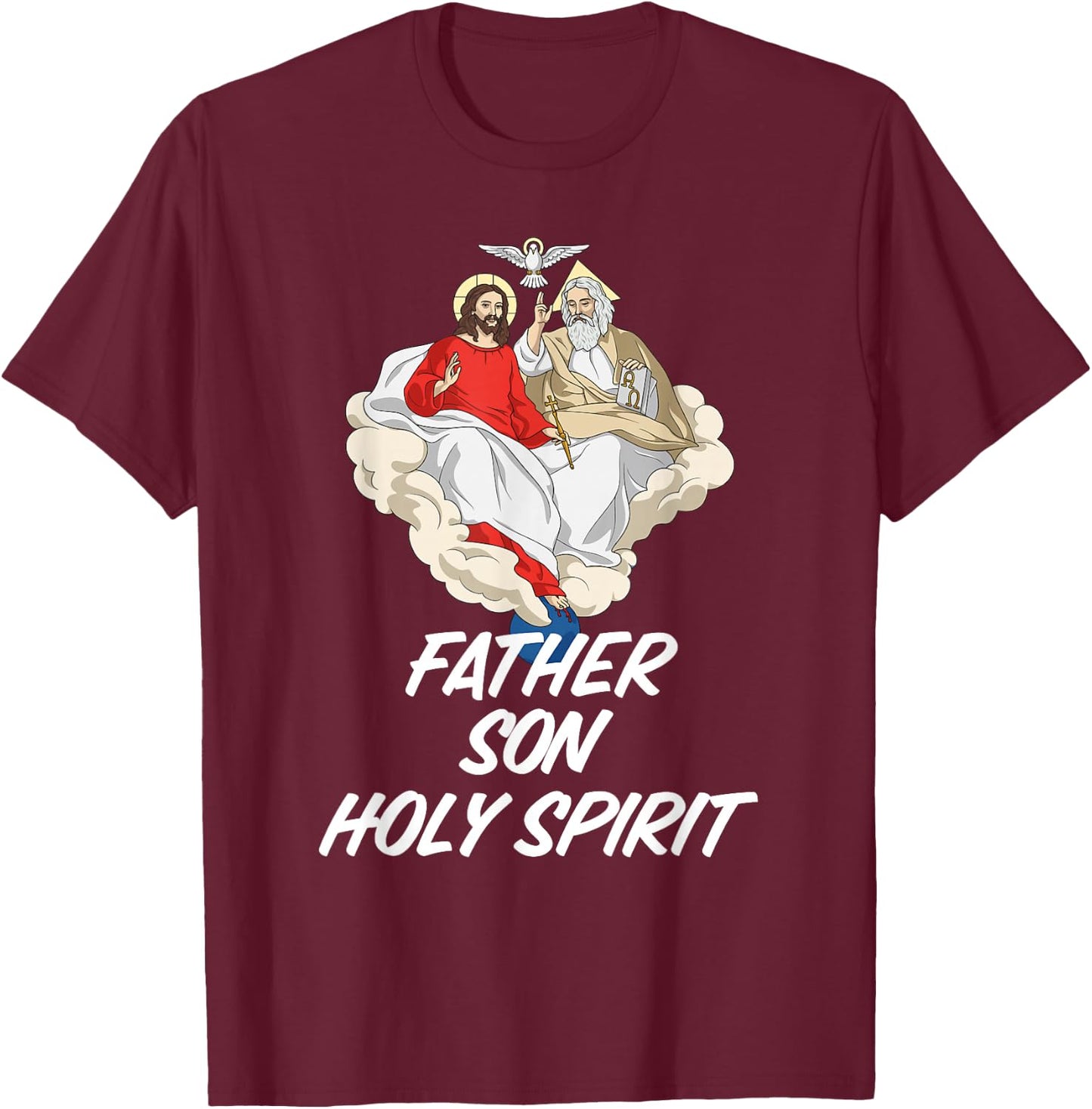 Holy Trinity Father Son and Holy Spirit Catholic T-Shirt - T-Shirt | Maroon