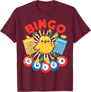 Bingo Player Chicken Girl Bingo Chick T-Shirt - T-Shirt | Maroon