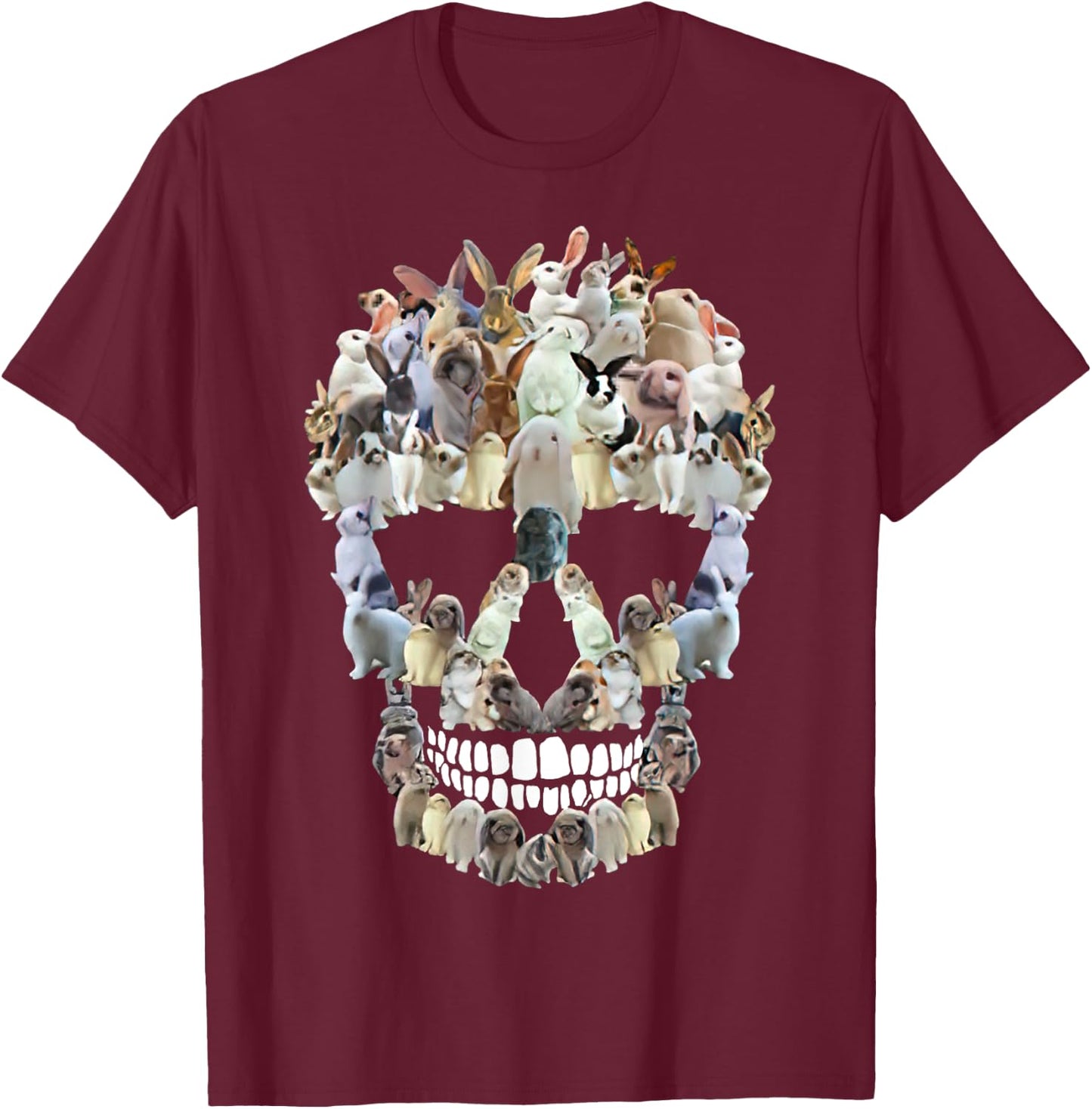 Scary Skull Bunny Rabbit Horror Halloween T-Shirt - T-Shirt | Maroon