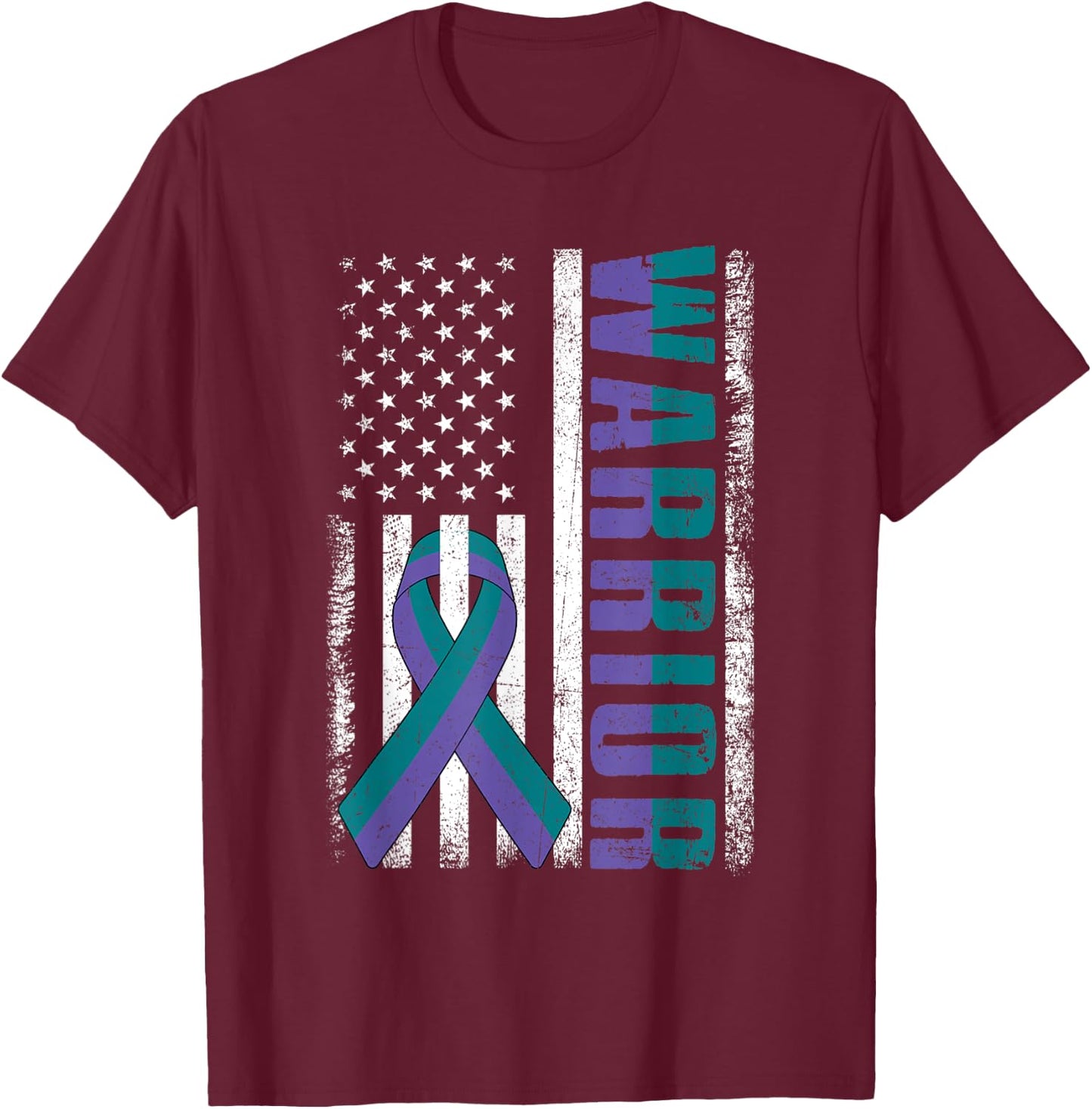 Anal Cancer Awareness Day Warrior American Flag Men T-Shirt - T-Shirt | Maroon