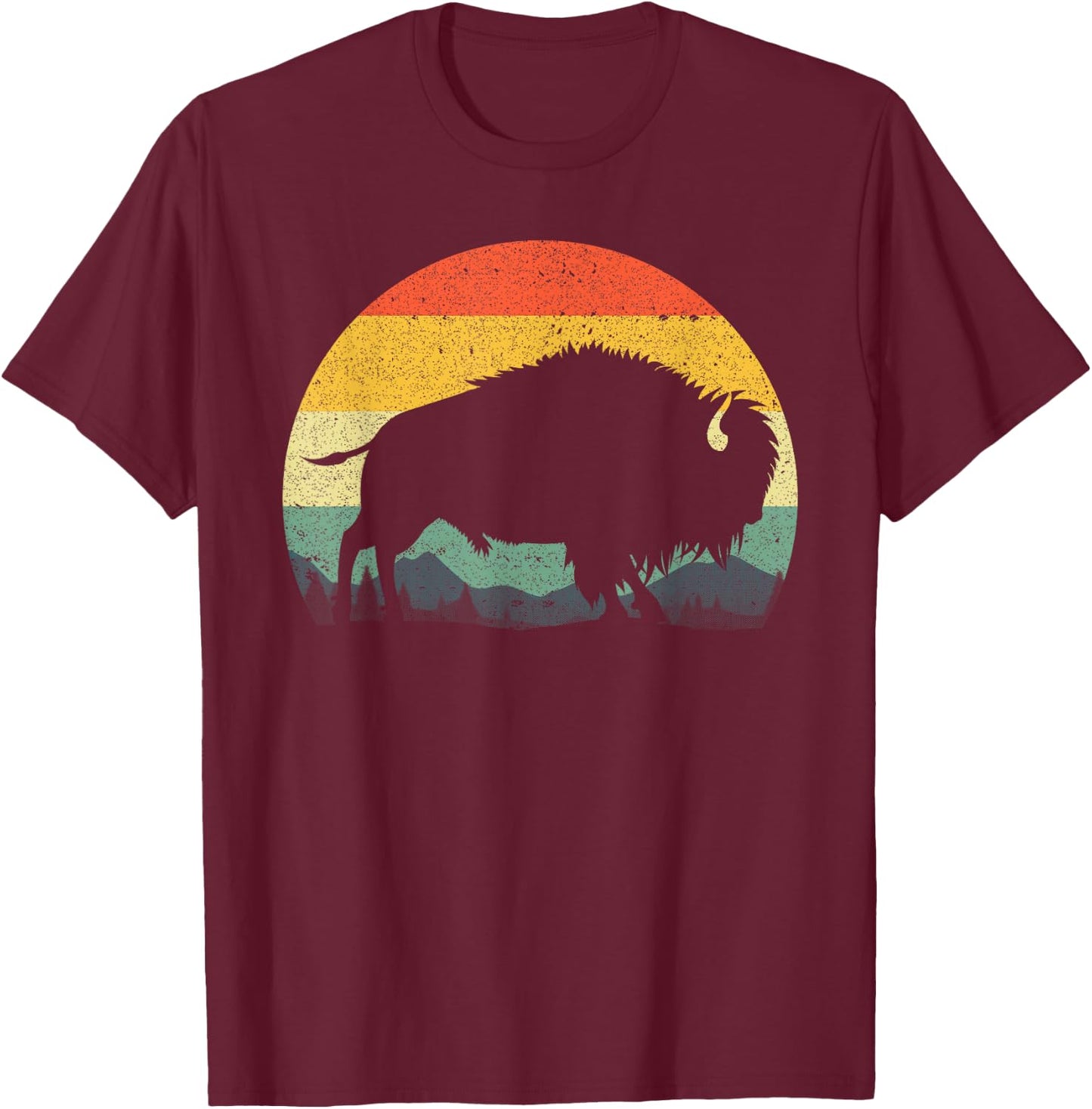 Cool Bison Design Women Kids Buffalo Bison Lovers T-Shirt - T-Shirt | Maroon