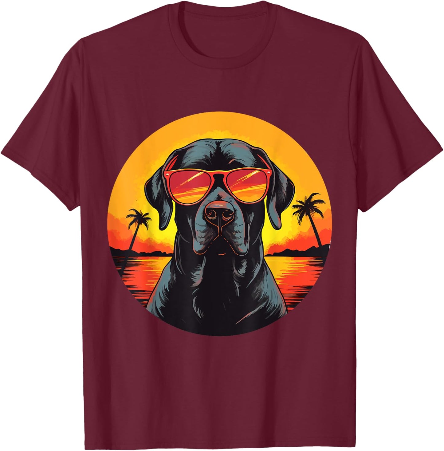 Labrador Retriever Lab Dog Breed Pet with Sunglasses T-Shirt - T-Shirt | Maroon