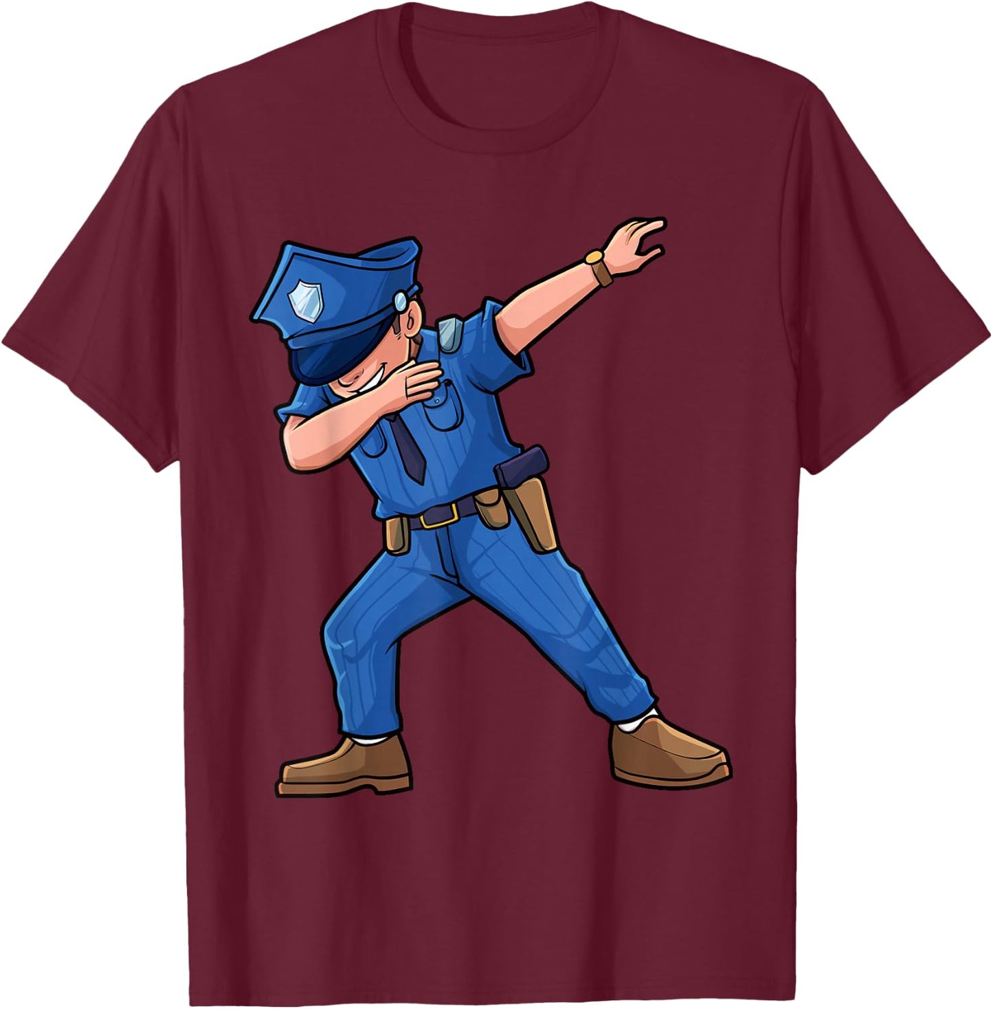 Cool Dabbing Law Enforcer Gift Shop Dabbing Policeman Police Officer Cop Costume Dance Kids Boys T-Shirt - T-Shirt | Maroon