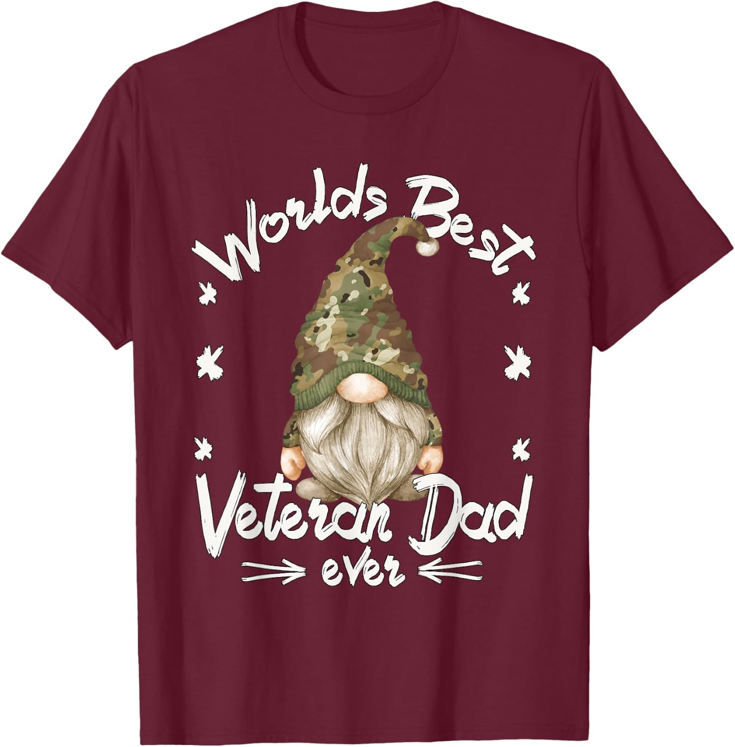 Proud Army Veteran Grandpa Gnome For Funny Veteran Dad T-Shirt - T-Shirt | Maroon