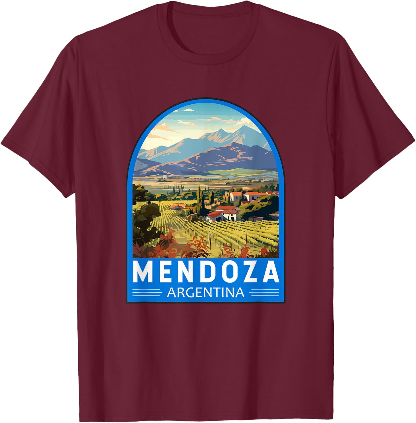 Mendoza Argentina Retro Emblem Vintage T-Shirt - T-Shirt | Maroon