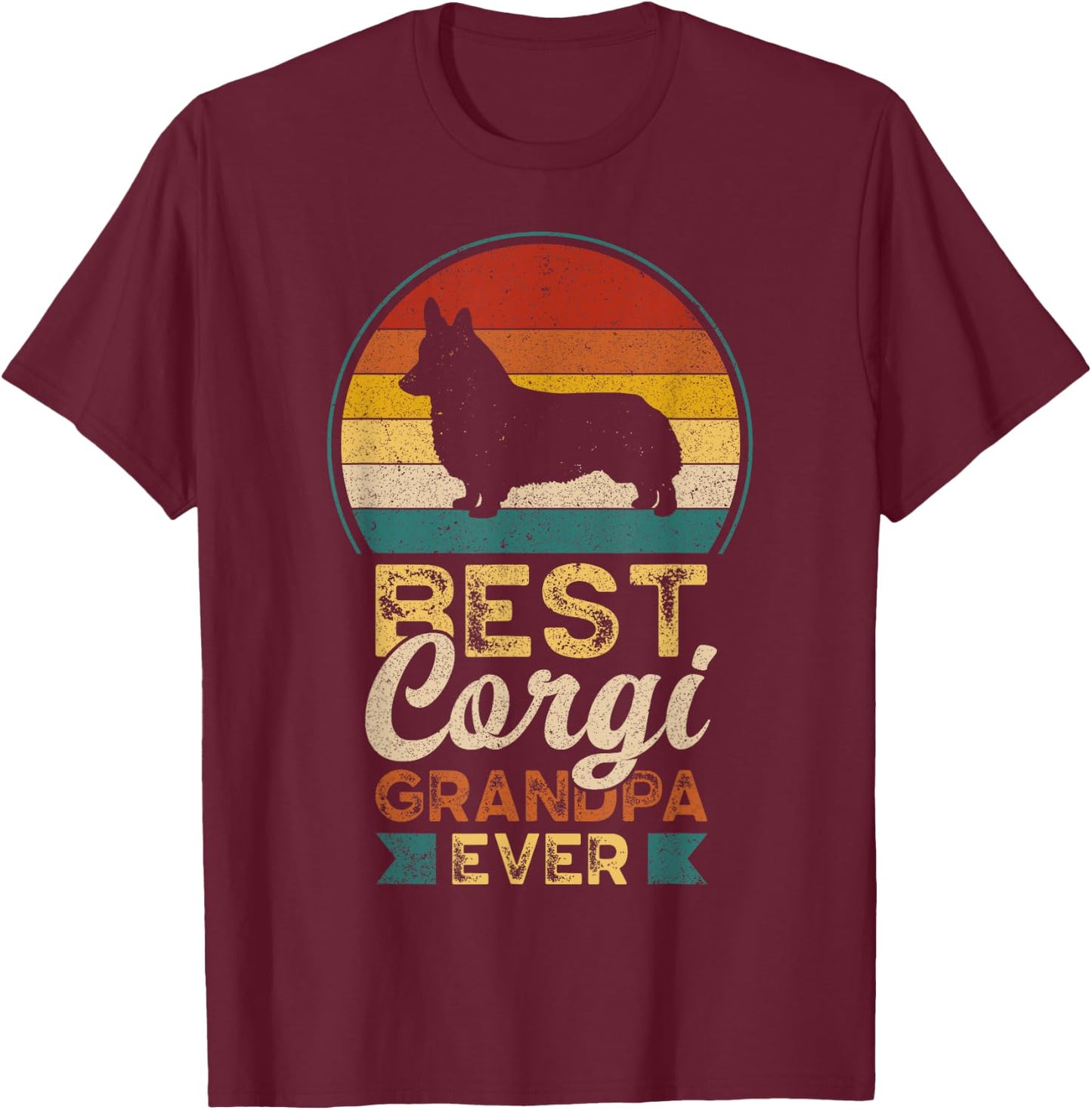 Best Corgi Grandpa Ever, Father's Day, Welsh Corgi T-Shirt - T-Shirt | Maroon