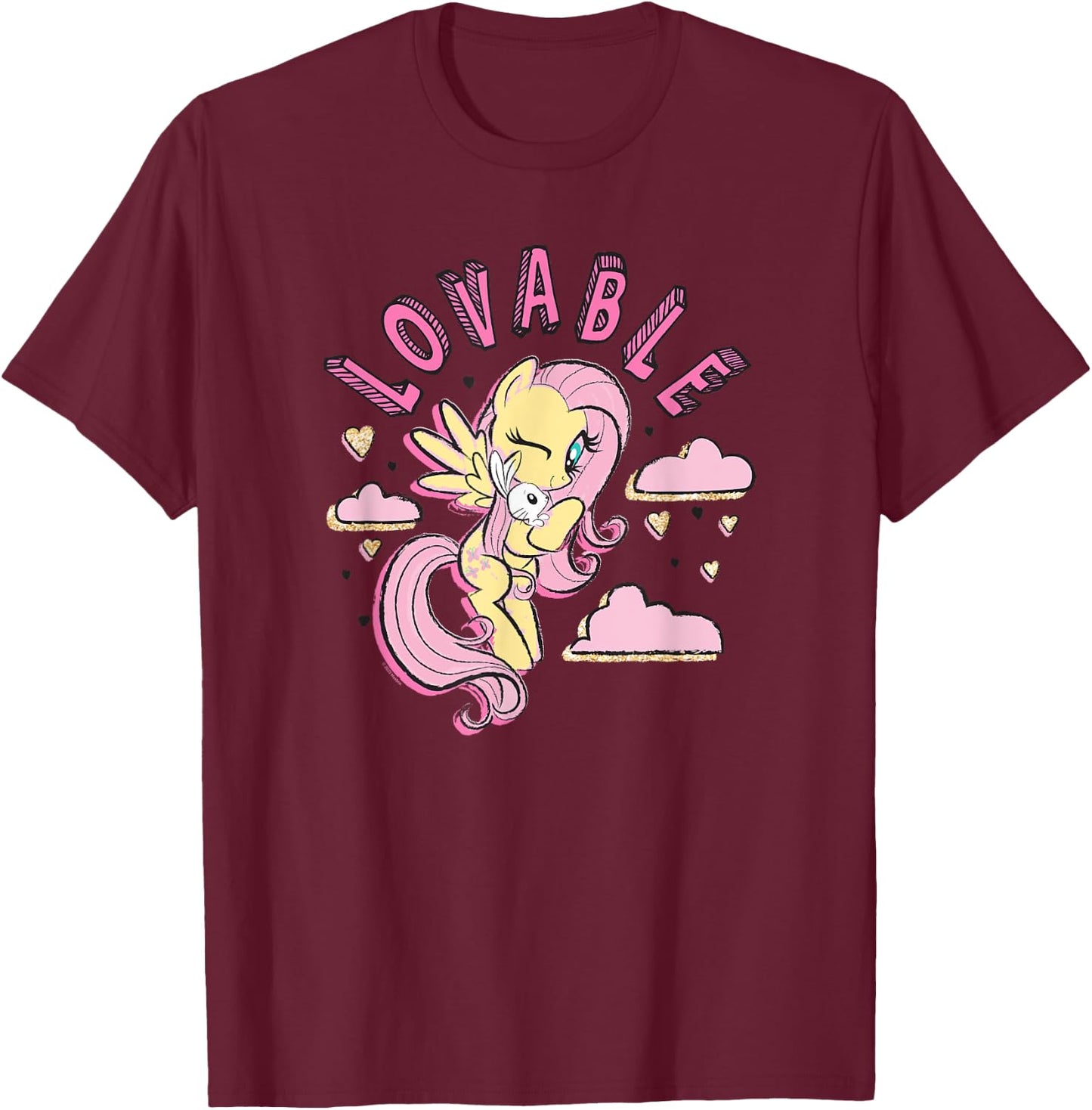 My Little Pony: Friendship Is Magic Fluttershy Lovable Logo T-Shirt - T-Shirt | Maroon