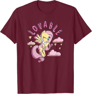 My Little Pony: Friendship Is Magic Fluttershy Lovable Logo T-Shirt - T-Shirt | Maroon