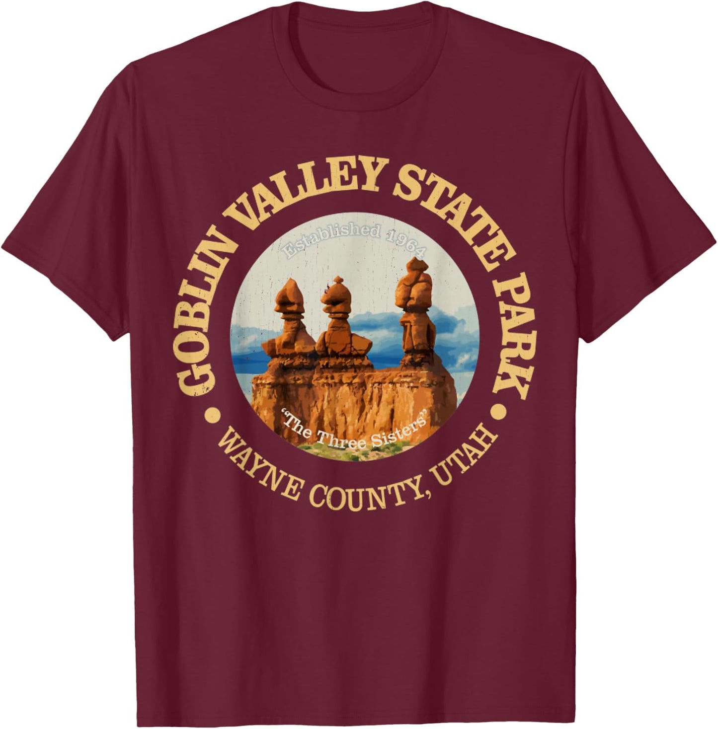 Goblin Valley State Park, Utah Vintage Natural Wonders T-Shirt - T-Shirt | Maroon