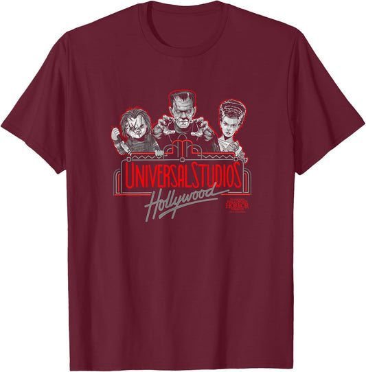 Halloween Horror Nights Hollywood Marquee T-Shirt - T-Shirt | Maroon