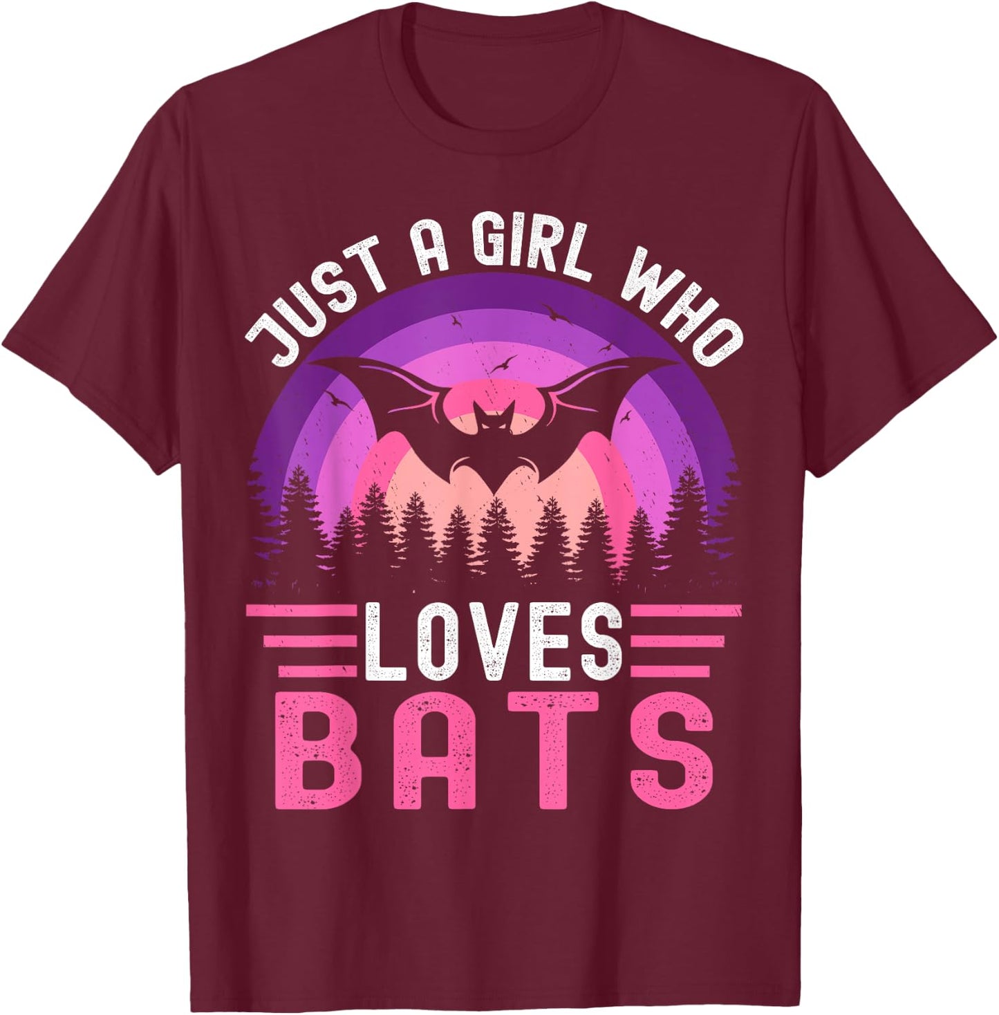 Vintage Bat Just a Girl Who Loves Bats Funny Bat Halloween T-Shirt - T-Shirt | Maroon