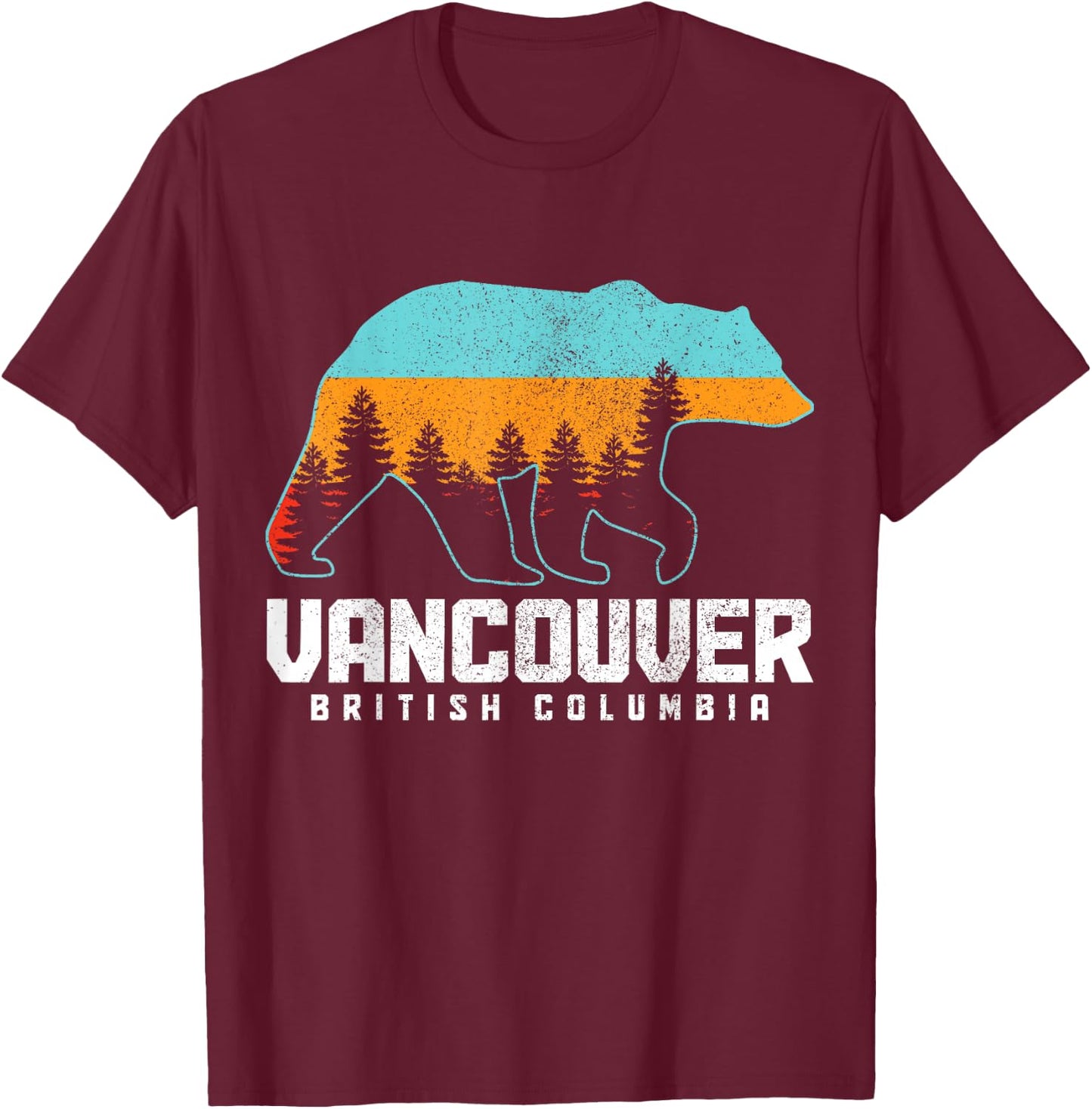 Vancouver BC British Columbia Canada Bear Pride Vintage T-Shirt - T-Shirt | Maroon