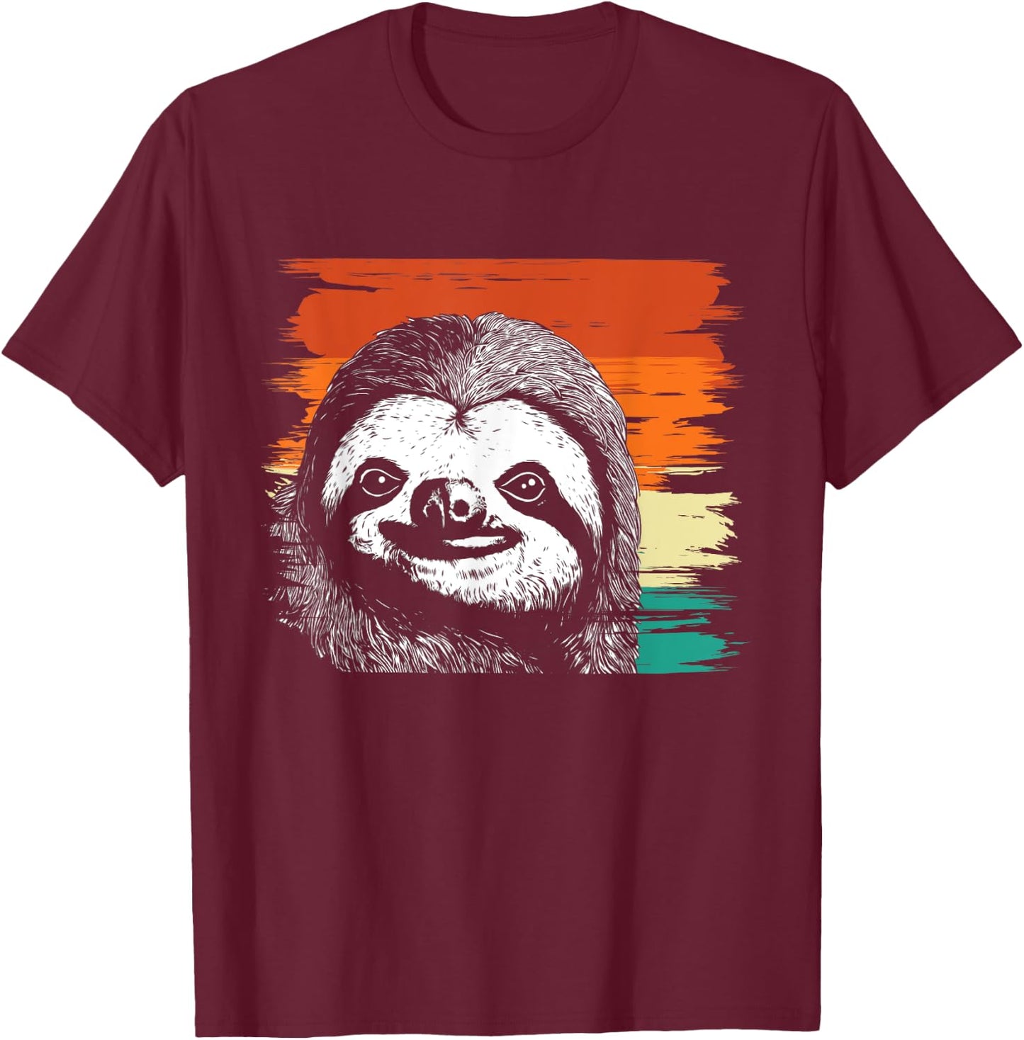 Retro Vintage Sloth Portrait - Animal Nature Lover Zookeeper T-Shirt - T-Shirt | Maroon