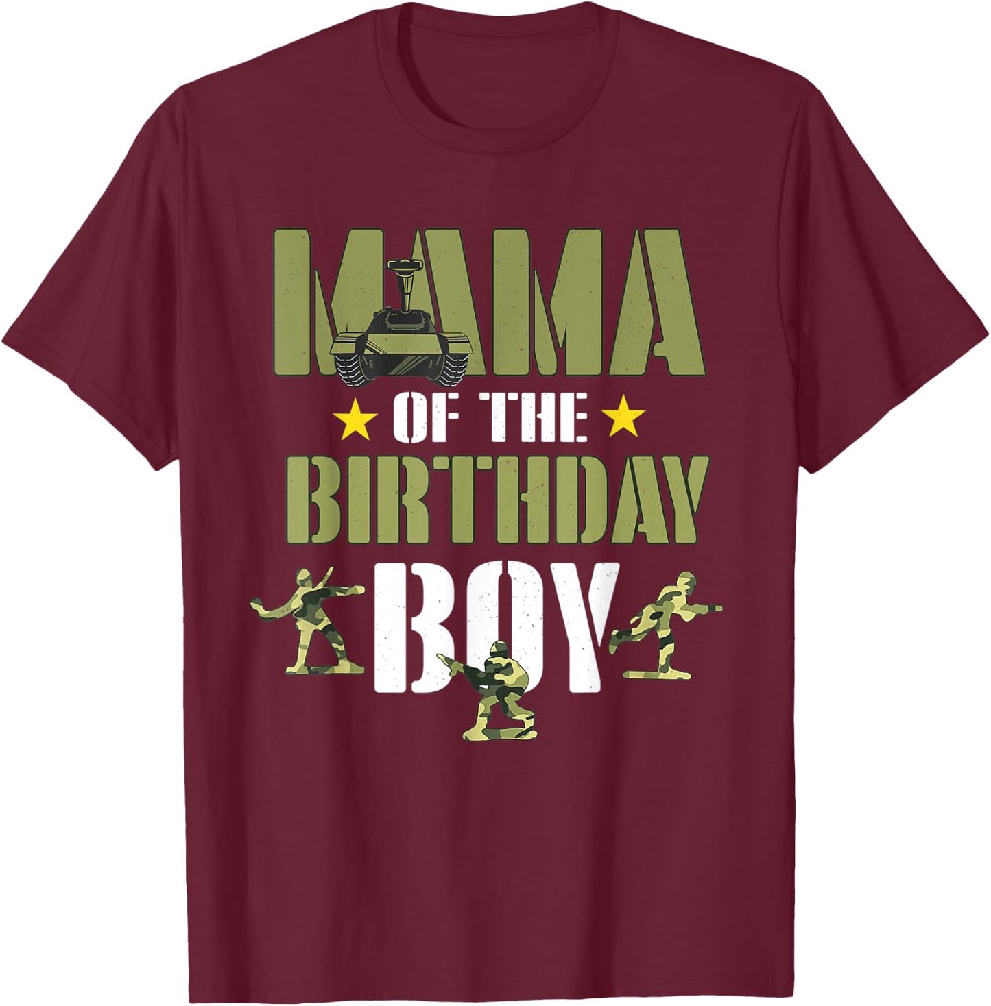 Mama of The Birthday Boy Shirt Army Camouflage Mommy Mom 1st T-Shirt - T-Shirt | Maroon