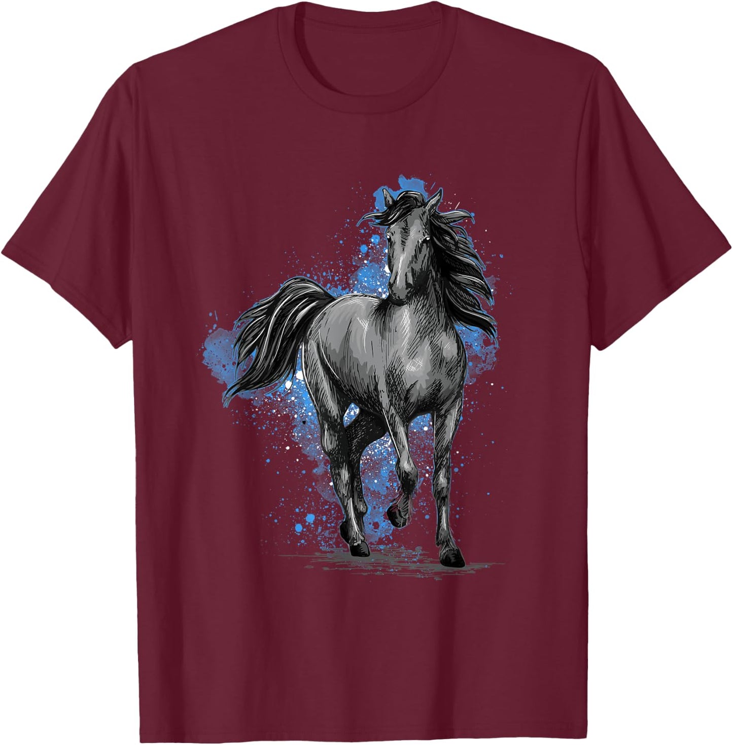 Black Horse - Horses Animal Lover Equestrian Horseback Rider T-Shirt - T-Shirt | Maroon