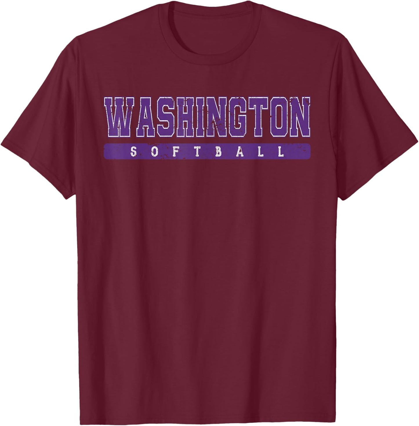 Washington Softball Purple Vintage Text. T-Shirt - T-Shirt | Maroon