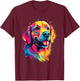 Watercolor Colorful Golden Retriever Dog Women Kids T-Shirt - T-Shirt | Maroon