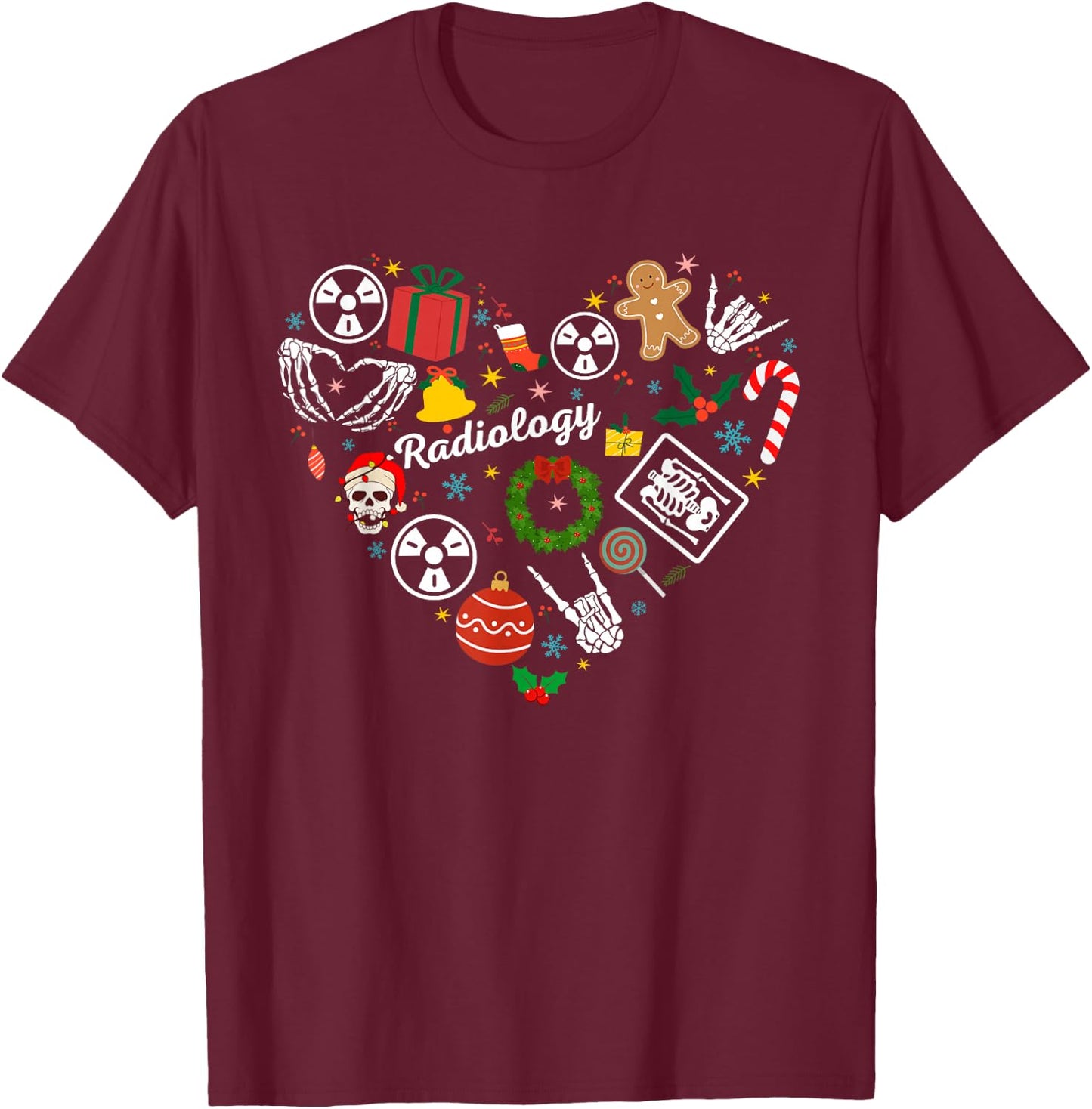Radiology Christmas Xray Radiologist Christmas Radiologic T-Shirt - T-Shirt | Maroon