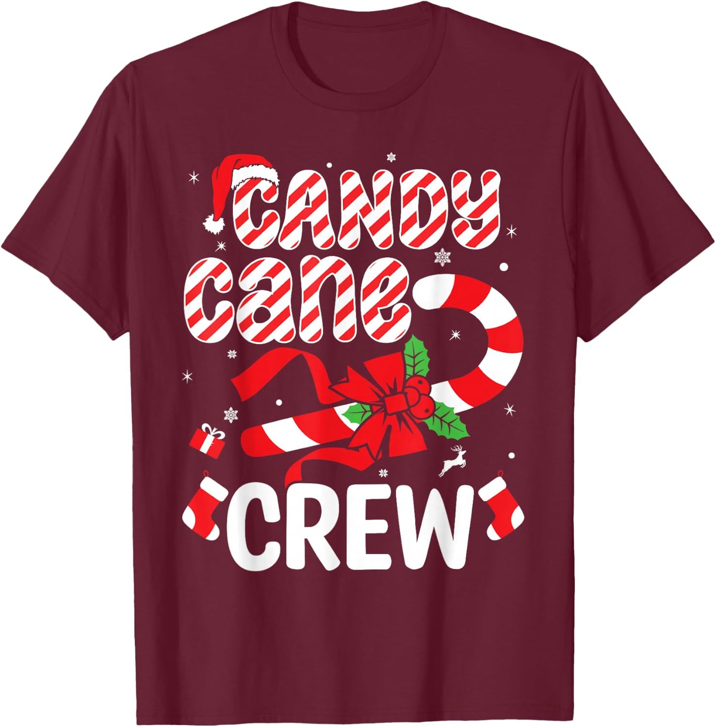 Candy Cane Crew - Funny Christmas Holiday Men Women T-Shirt - T-Shirt | Maroon