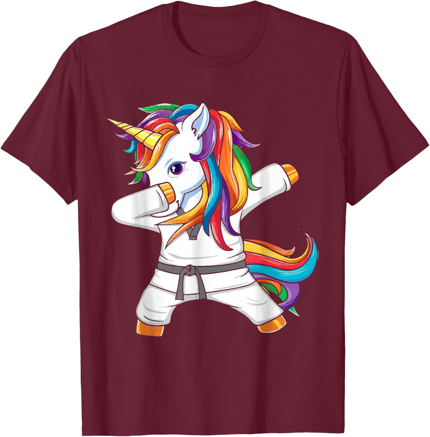 Funny Dabbing Unicorn Brazilian Jiu-Jitsu BJJ Kids Jew Jitsu T-Shirt - T-Shirt | Maroon
