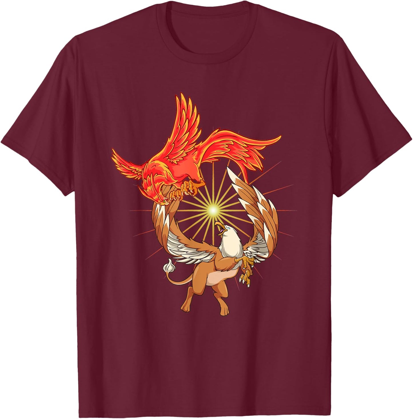 Animals of mythology - phoenix vs griffin T-Shirt - T-Shirt | Maroon