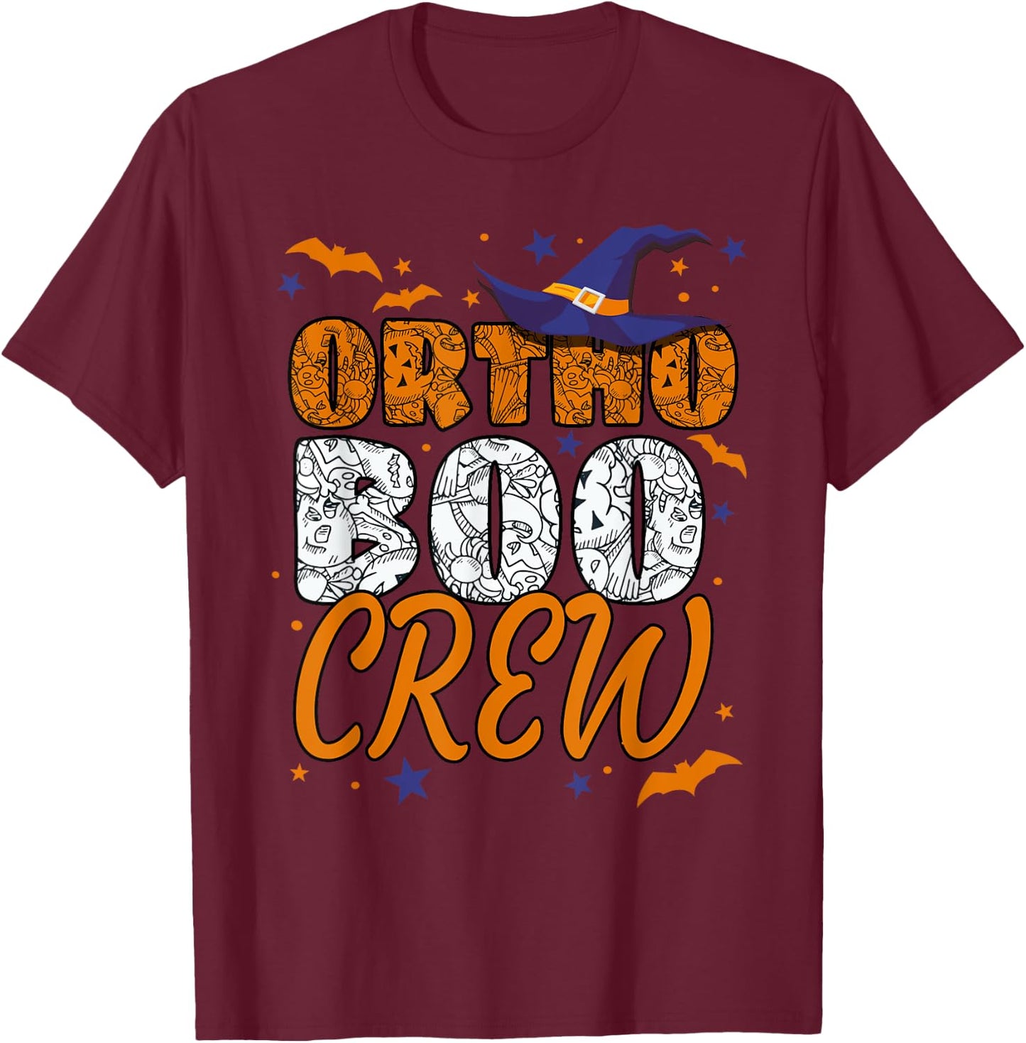 Ortho Boo Crew Halloween Orthopedic Nurse Matching T-Shirt - T-Shirt | Maroon