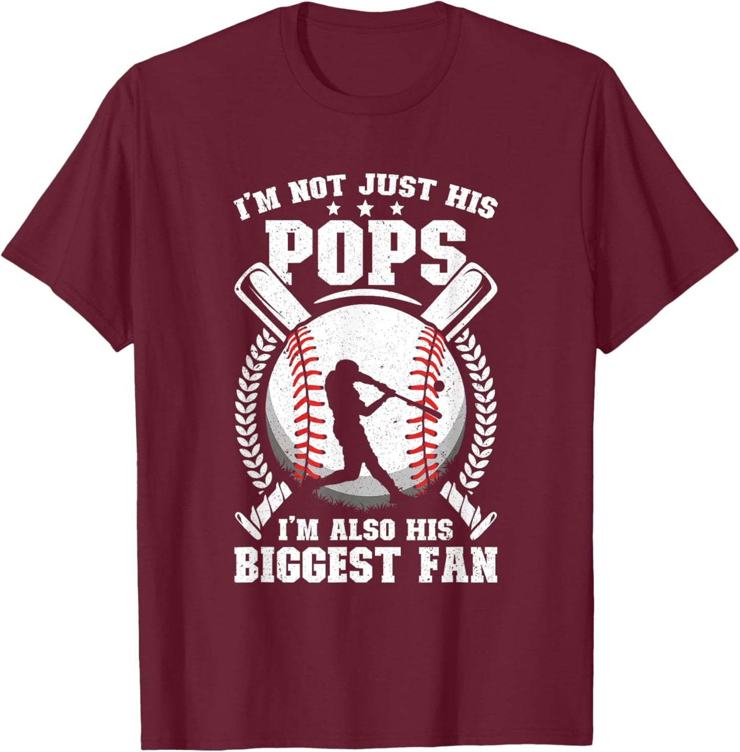 His Biggest Fan Baseball Pops Of A Baseball Player T-Shirt - T-Shirt | Maroon
