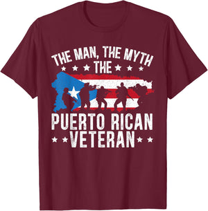 The Man The Myth The Puerto Rican Veteran Military Army T-Shirt - T-Shirt | Maroon