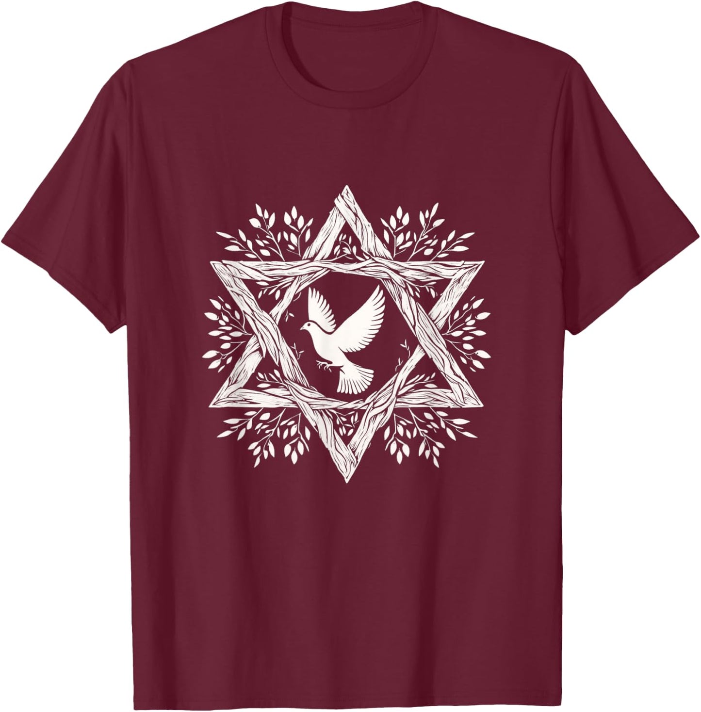 Peace Dove Star Of David Shalom Salam World Peace Now T-Shirt - T-Shirt | Maroon
