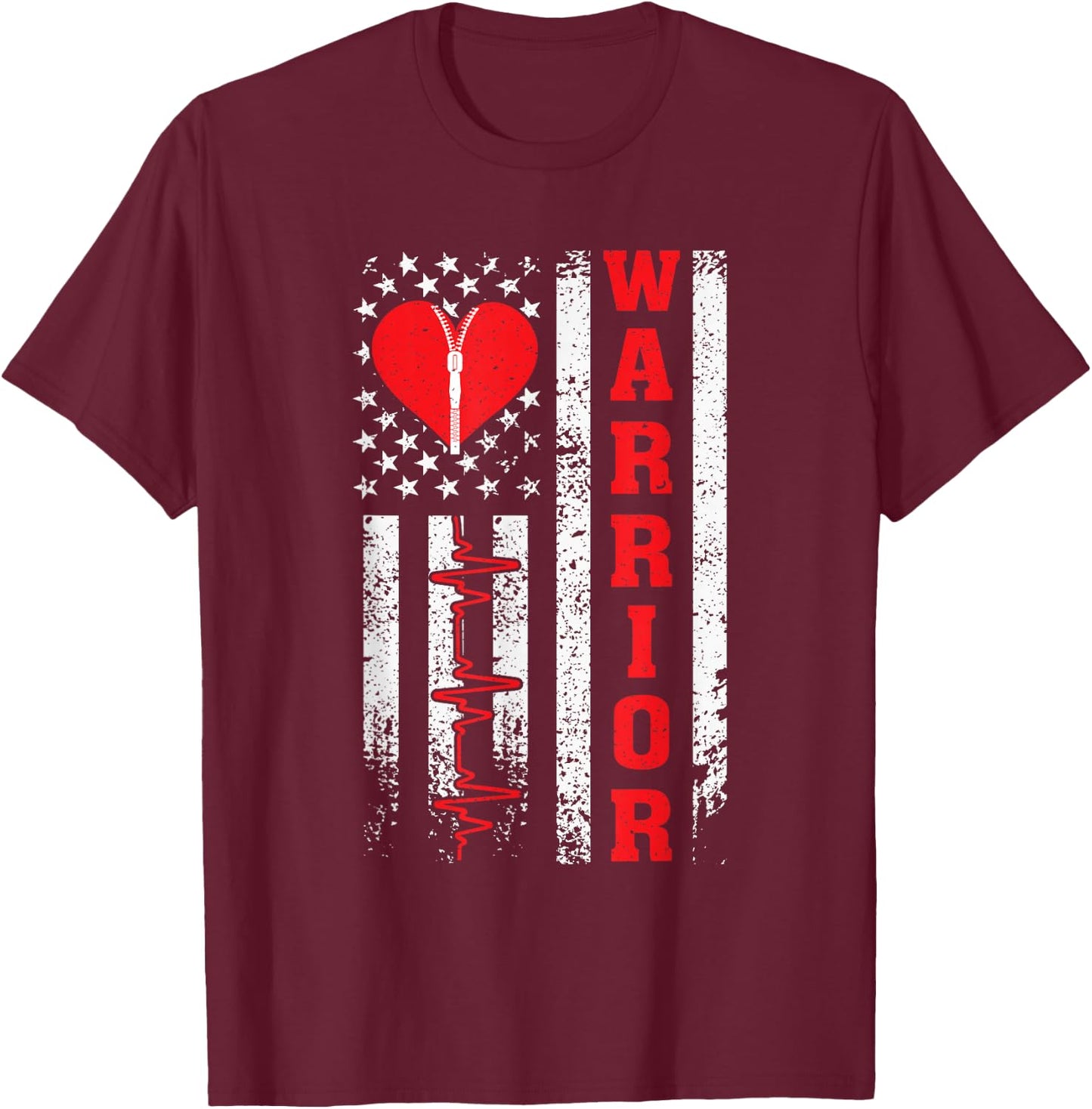 Open Heart Surgery Warrior Gift Heart Patients Survivor T-Shirt - T-Shirt | Maroon