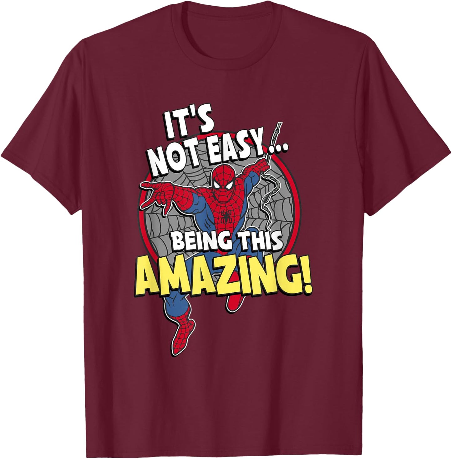 Marvel Comics Retro Classic Spider-Man! Being Amazing! T-Shirt - T-Shirt | Maroon