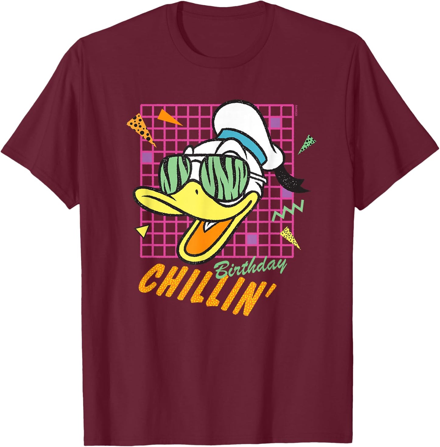 Disney Donald Duck Retro 1980s Birthday Chillin' T-Shirt - T-Shirt | Maroon