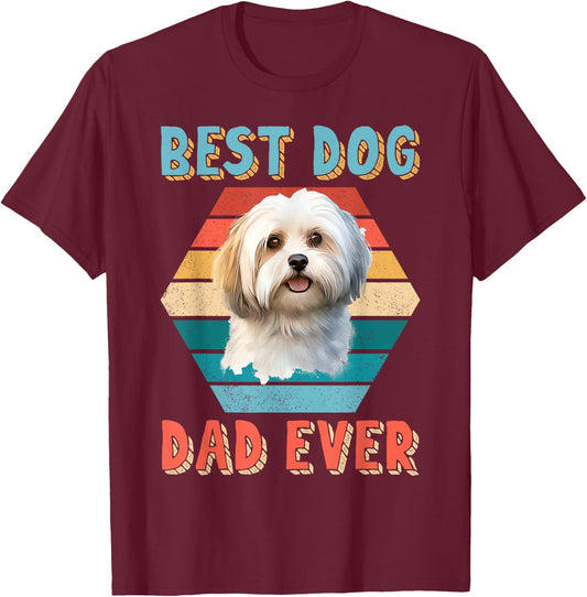 Best Dog Dad Ever Havanese Lover Fathers Day Gift Women Kids T-Shirt - T-Shirt | Maroon