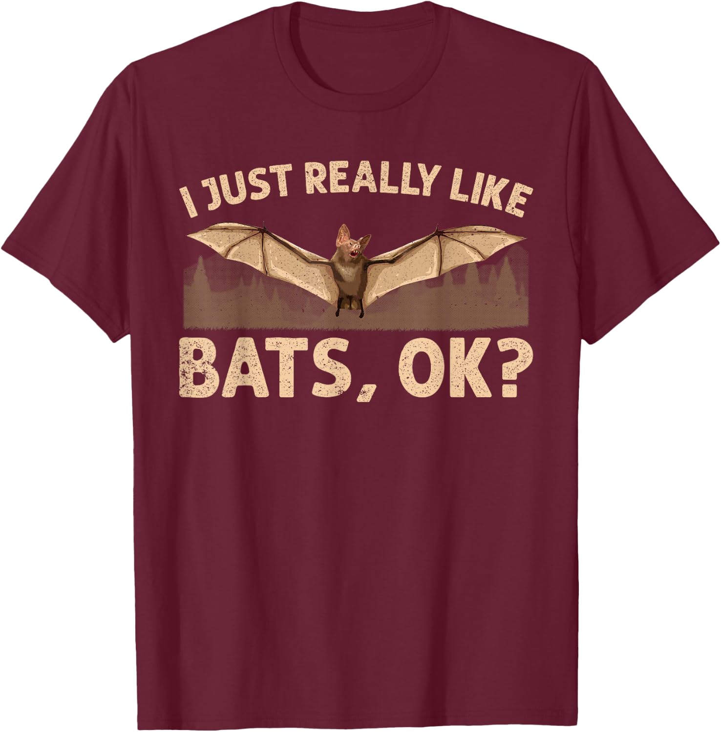 Cute Bat Design Women Nocturnal Animal Bat Lovers T-Shirt - T-Shirt | Maroon