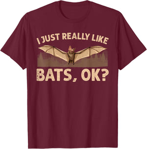 Cute Bat Design Women Nocturnal Animal Bat Lovers T-Shirt - T-Shirt | Maroon