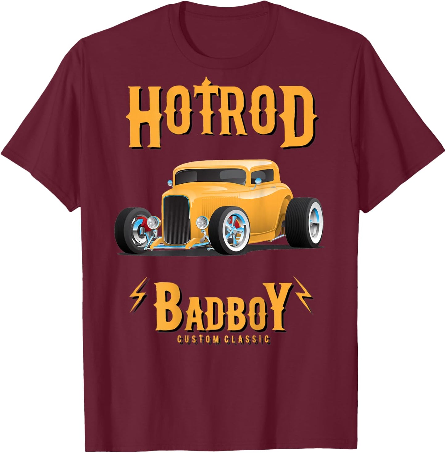Muscle Car Mayhem Classic HotRod Mechanic (on back) T-Shirt - T-Shirt | Maroon