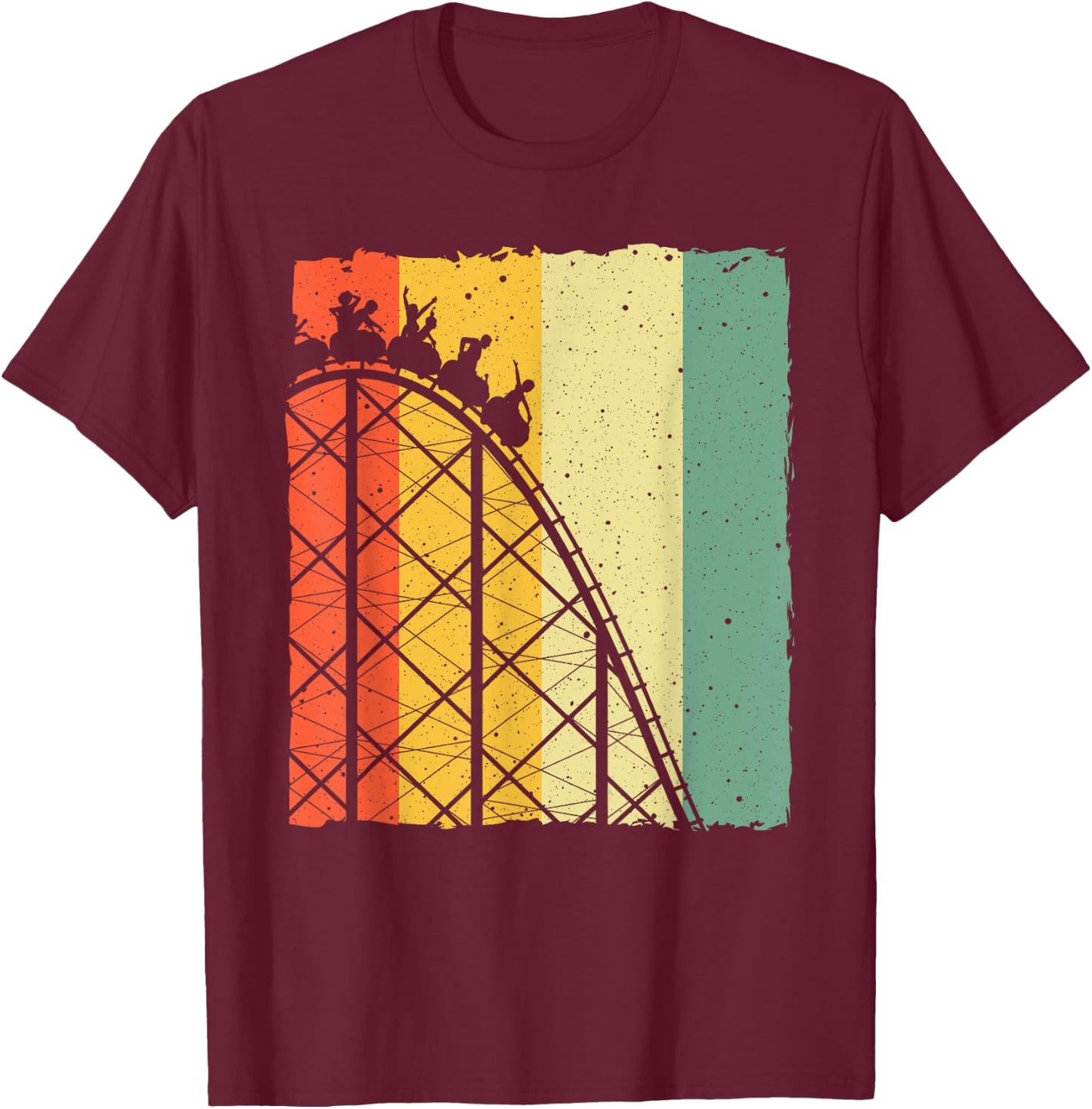 Cute Vintage Roller Coaster Design Men Women Amusement Park T-Shirt - T-Shirt | Maroon