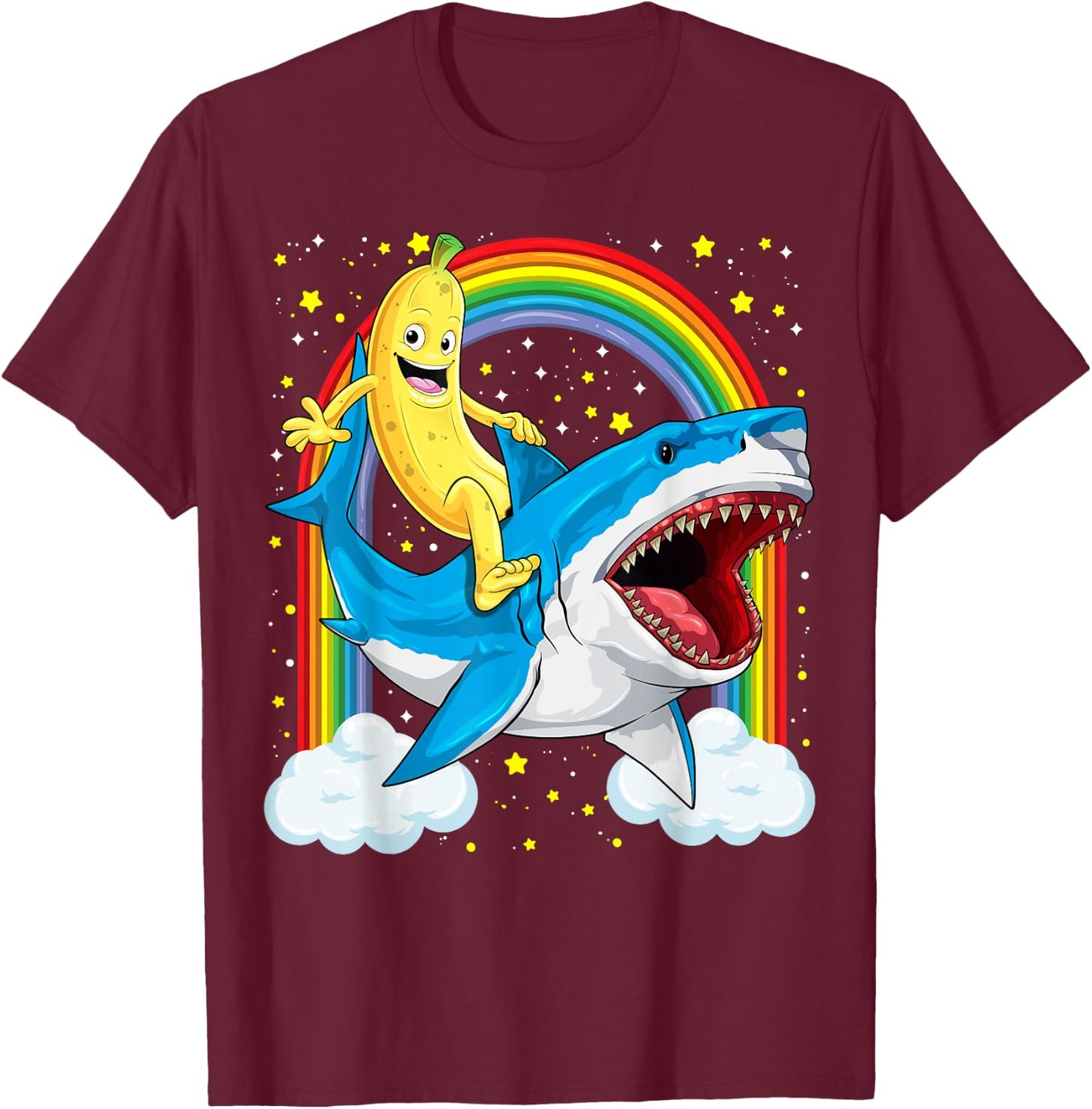 Banana Shirt Banana Shark Fruitful Sea Predator Funny T-Shirt - T-Shirt | Maroon