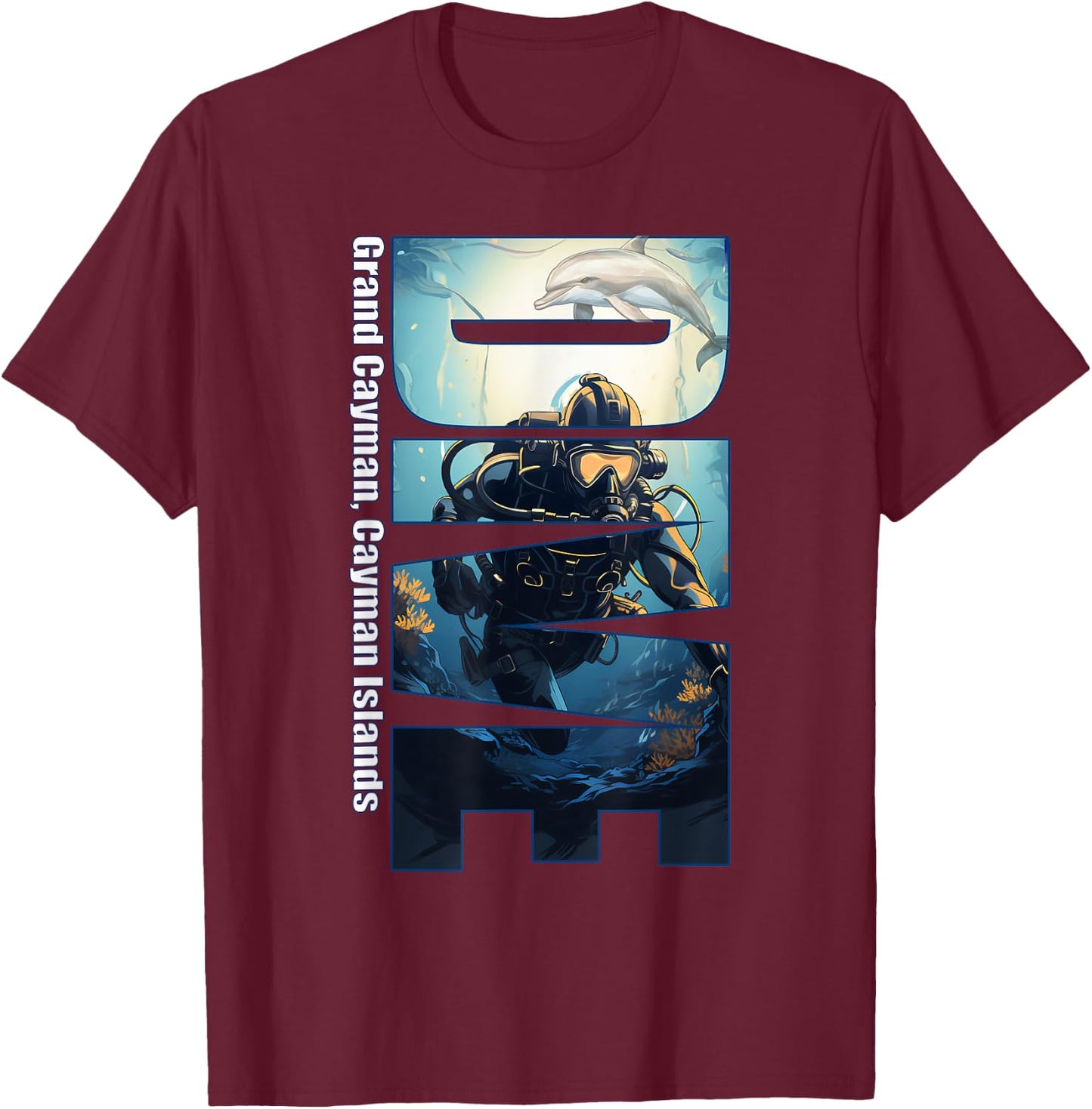 DIVE Grand Cayman SCUBA Diving Snorkeling T-Shirt - T-Shirt | Maroon