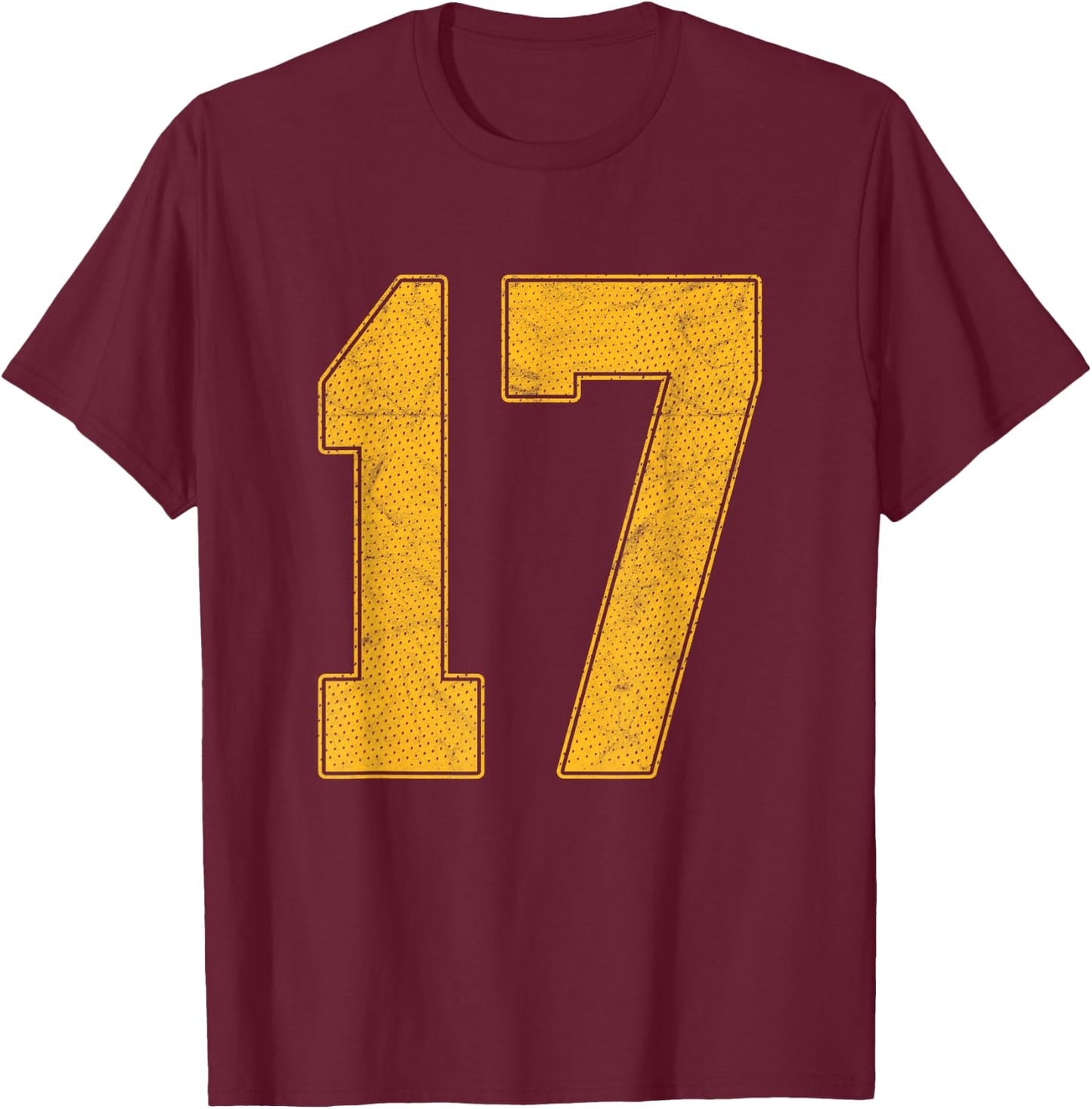 Number 17 Numbered Uniform Sports Team Jersey 17th Birthday T-Shirt - T-Shirt | Maroon