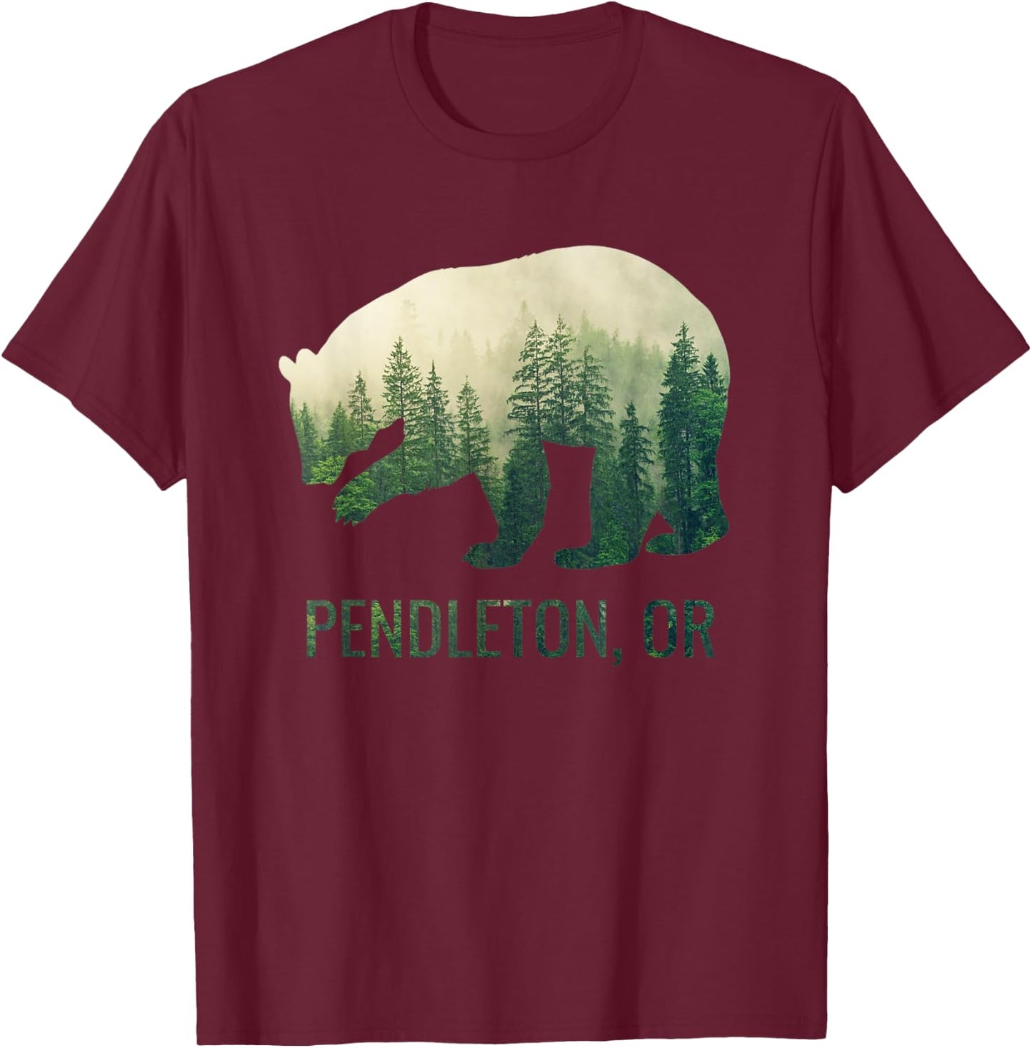 Pendleton Bear State Of Oregon Pacific NW Wildlife T-Shirt - T-Shirt | Maroon