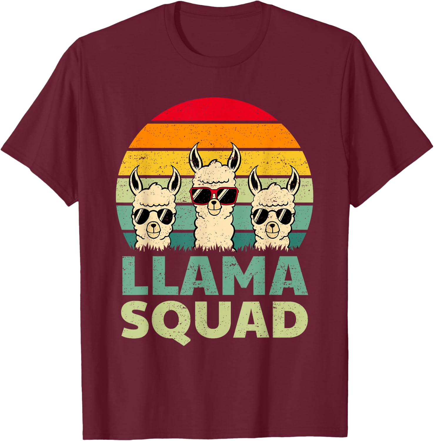 Funny Llama Design Women Llama Alpaca Farm Animal T-Shirt - T-Shirt | Maroon